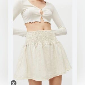 Little Lies Dottie linen mini skirt